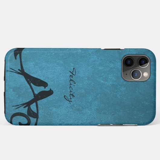 Blue Lovevogels - Aangepaste iPhone Case (Achterkant (horizontaal))