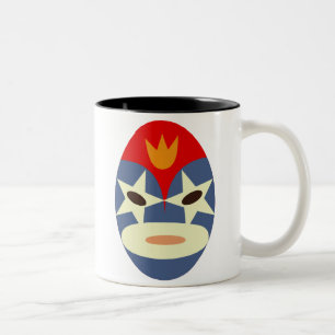 Blue Lucha Libre Masker Tweekleurige Koffiemok