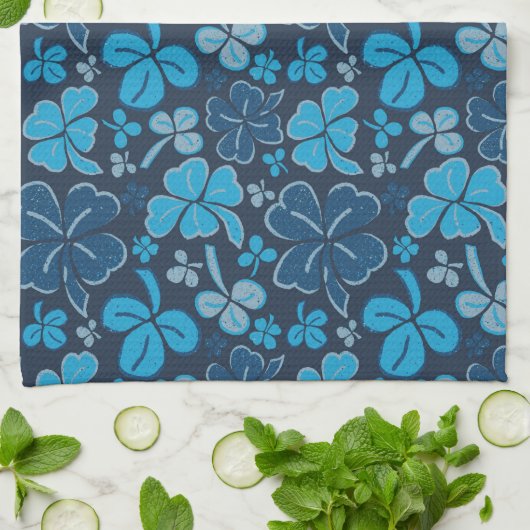 Blue Lucky Shamrock Clover St. Patrick's Day Theedoek (Gevouwen)