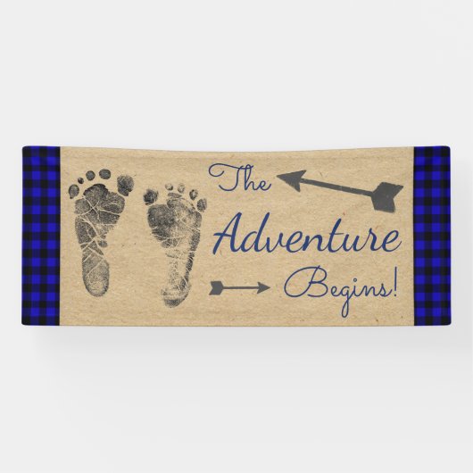 Blue Lumberjack Buffalo Plaid Baby shower Spandoek (Horizontaal)