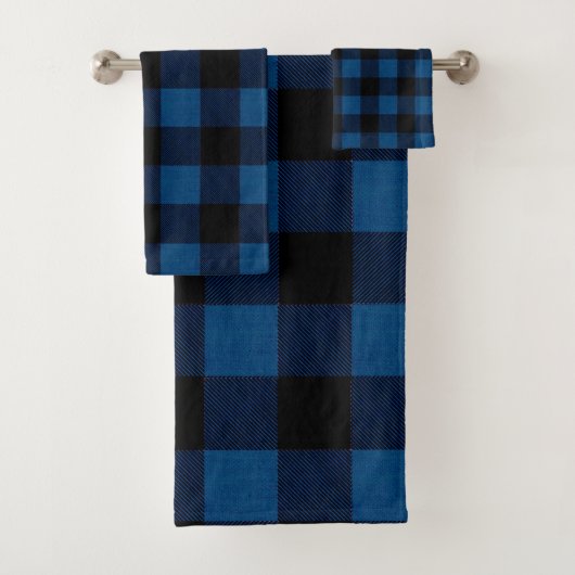 Blue Lumberjack Plaid Bad Handdoek (Insitu)