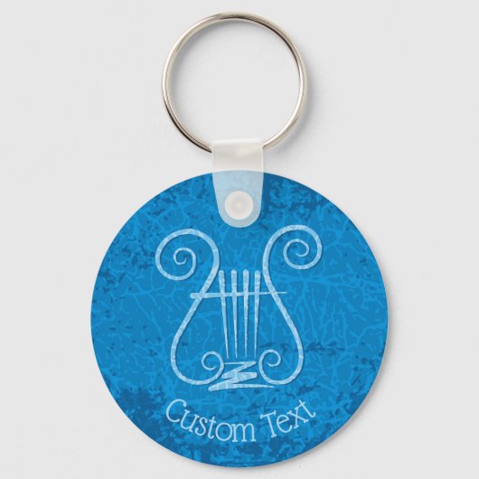 Blue Lyre Background Sleutelhanger (Voorkant)