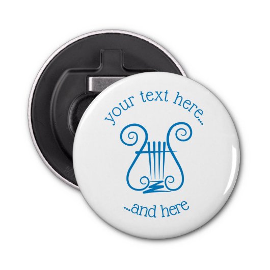 Blue Lyre Button Flesopener (Voorkant)