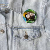 Blue Macaw Parrot Button (In situ)