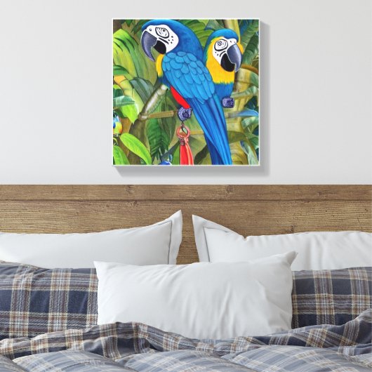 Blue macaws canvas afdruk (Insitu (Slaapkamer))