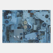 Blue Machinery Mechanical Robotic Funny Cool Geeky Inpakpapier Vel (Voorkant)