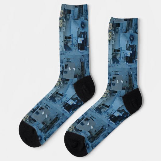 Blue Machinery Mechanical Robotic Funny Cool Geeky Sokken (Links)