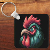 "Blue Mad Blue Rooster" Aluminum Keychain (Voorkant)