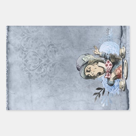 Blue Mad Hatter Alice in Wonderland Inpakpapier Vel (Voorkant)