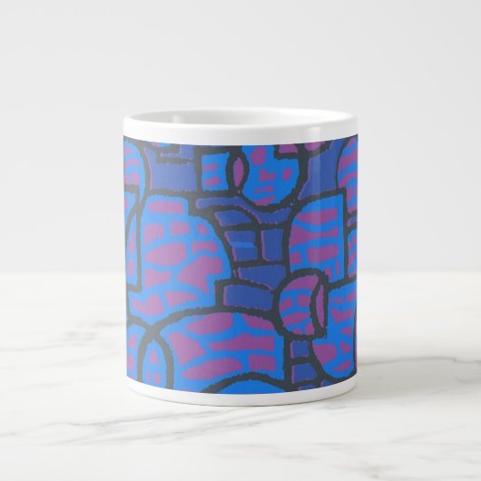 Blue, Magenta Abstracte Jumbo Coffee Mok (Voorkant)