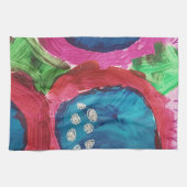 Blue Magenta Abstrait Imprimé Serviettes de cuisin (Horizontal)