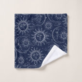 Blue Magic  Celestial Sun Moon Stars Bad Handdoek (Wasdoekje)