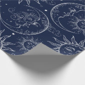 Blue Magic  Celestial Sun Moon Stars Cadeaupapier (Hoek)