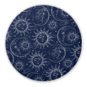 Blue Magic  Celestial Sun Moon Stars Keramische Knop (Voorkant)