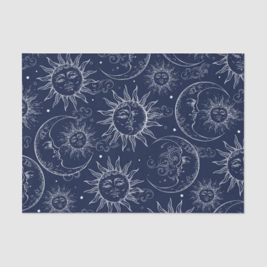 Blue Magic  Celestial Sun Moon Stars Tissuepapier (Voorkant)