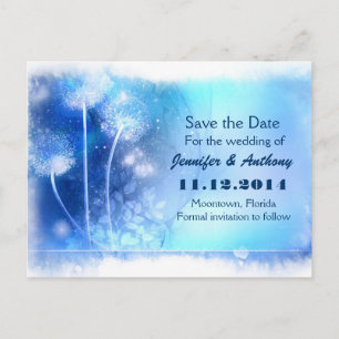 Blue Magic Paardebloemen Sla de datum briefkaarten
