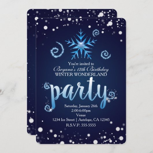 Blue Magic Swirls Winter Wonderland Invitations (Devant / Derrière)
