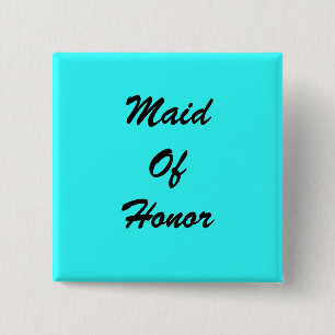 Blue Maid of Honor Pin Vierkante Button 5,1 Cm
