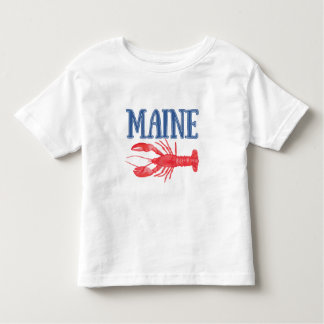 Blue Maine Tekst Rode Waterverf Kreeft Kinder Shirts