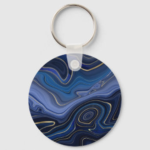 Blue Malachite Golden Accepteert Luxury Chic Gemst Sleutelhanger