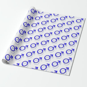 Blue Male Sex Symbol 3D Effect Tiled Pattern Cadeaupapier