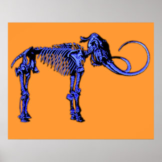Blue Mammoth Skeleton Poster