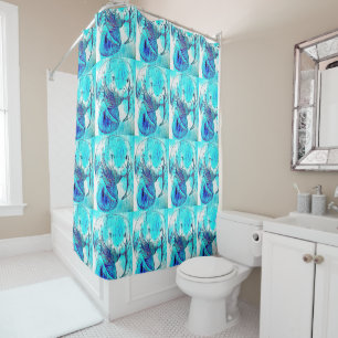 Blue Manatee Pattern Douchegordijn