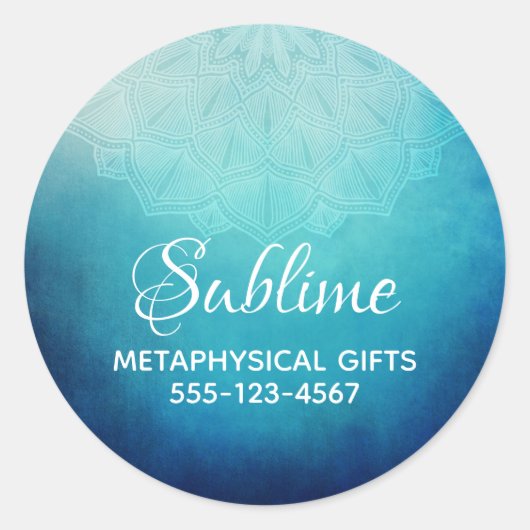  Blue Mandala Abstract Business Ronde Sticker (Voorkant)