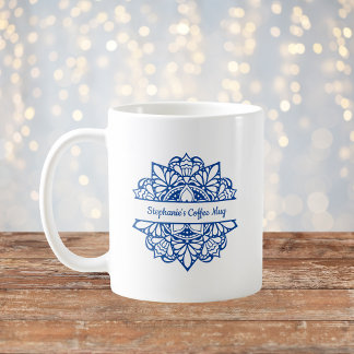 Blue Mandala Art Nom personnalisé Café Mug