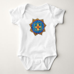 Blue Mandala Baby Jersey Bodysuit, wit Romper