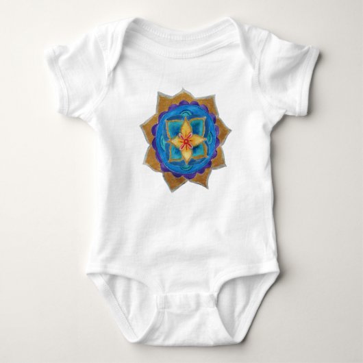 Blue Mandala Baby Jersey Bodysuit, wit Romper (Voorkant)