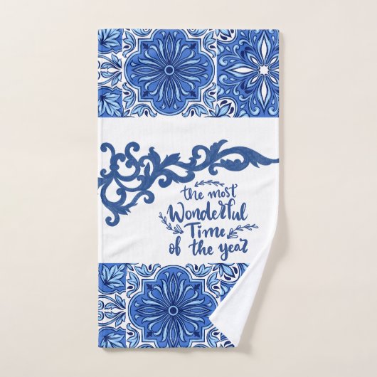 Blue Mandala Badhanddoek Set Bad Handdoek (Handdoek)