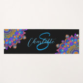Blue Mandala Boho Monogram Yoga Mat (Voorkant (horizontaal))