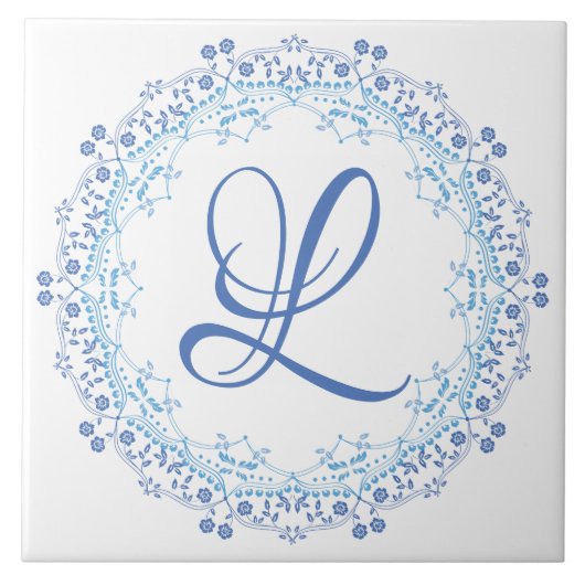 Blue Mandala Ceramic Tile Tegeltje (Voorkant)