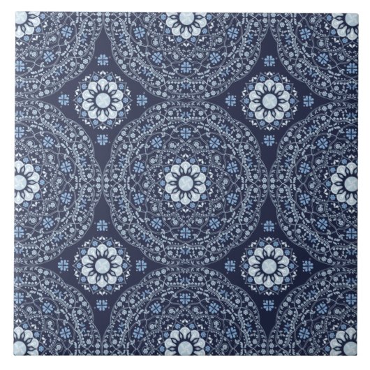 Blue Mandala Ceramic Tile Tegeltje (Voorkant)