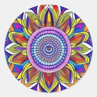 Blue Mandala Classic Round Sticker