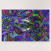 Blue Mandala Elephant Bohemian Jigsaw Puzzle (Horizontal)