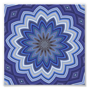 Blue Mandala Foto Afdruk