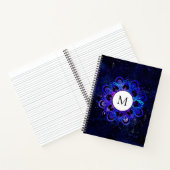 Blue Mandala Galaxy Boho Chic Waterverf Monogram Notitieboek (Binnen)