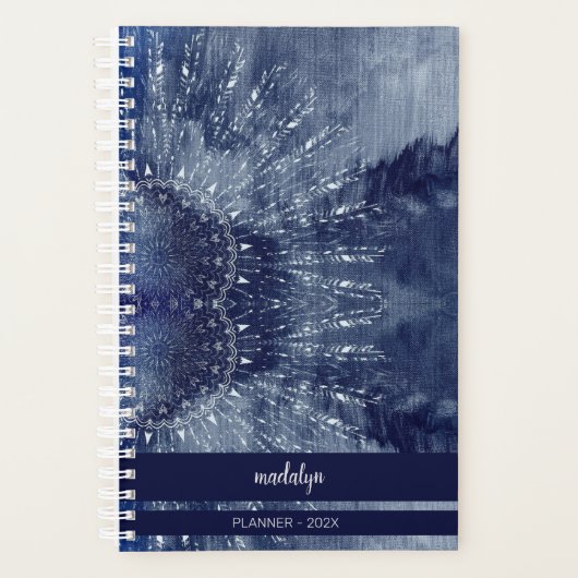 Blue Mandala Monogrammed Planner (Voorkant)