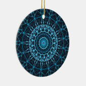 Blue Mandala Net Retro Hippie Trippy Boho Chic Keramisch Ornament (Rechts)