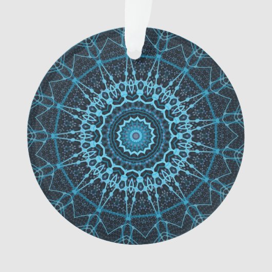 Blue Mandala Net Retro Hippie Trippy Boho Chic Ornament (voorkant)