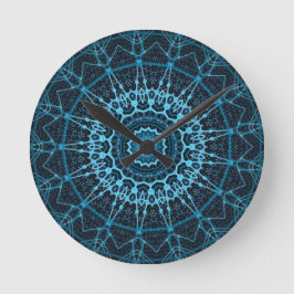 Blue Mandala Net Retro Hippie Trippy Boho Chic Ronde Klok