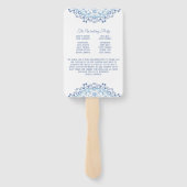 Blue Mandala over White Wedding Program Fan Handwaaier (Achterkant)