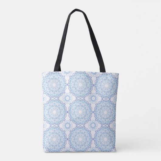 Blue Mandala Pattern Canvas tas (Achterkant)