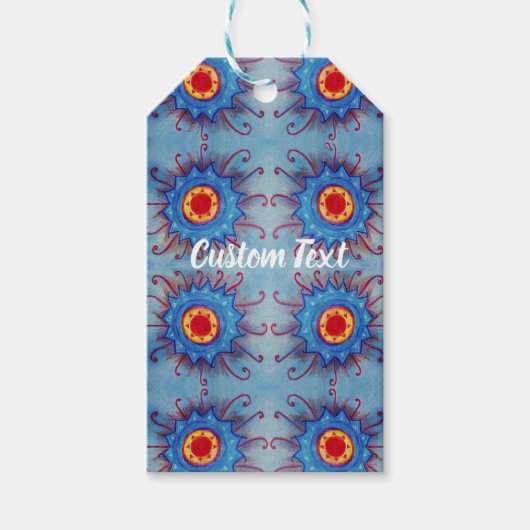 Blue Mandala Pattern Gift Label Cadeaulabel (Voorkant)