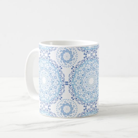 Blue Mandala Pattern Mok (Voorkant links)