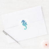 Blue Mandala Pattern Seahorse Ronde Sticker (Envelop)