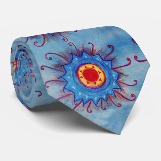 Blue Mandala Pattern Stropdas (Opgerold)