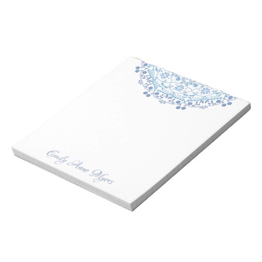 Blue Mandala Personalized Note Pad Notitieblok (Gedraaid)